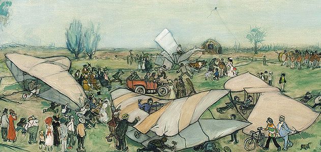 No fan of aviation, Rudolph Dirks was persuaded by a friend to attend the air meet.