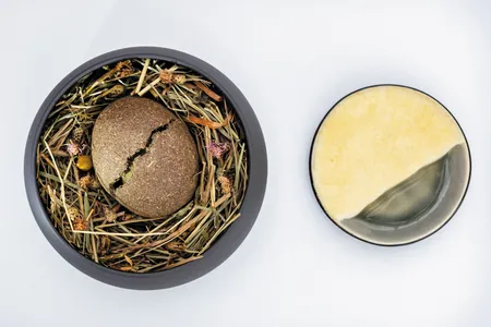 A potato baked in a hay crust at Hisa Franko.