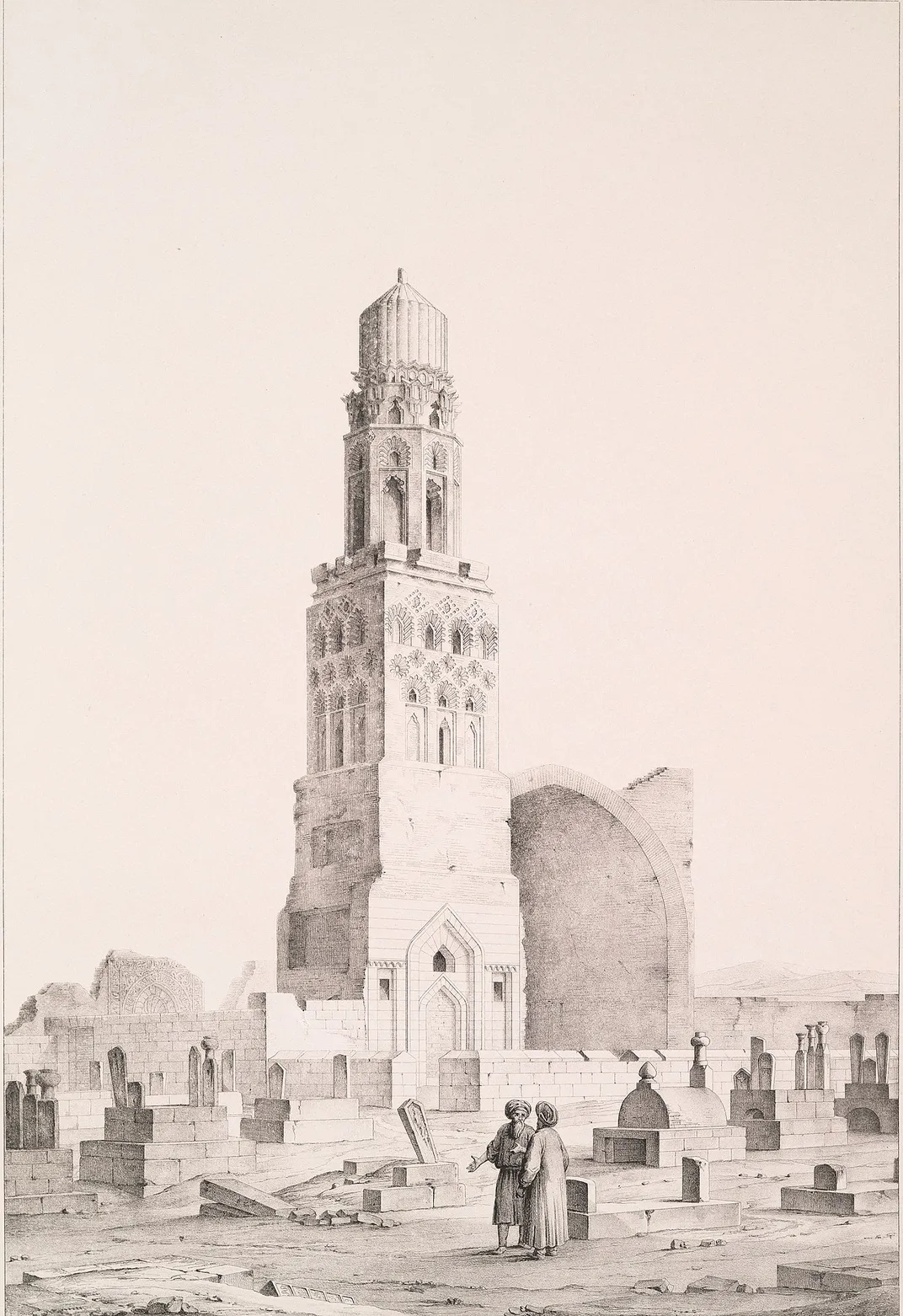 A 19th-century drawing of the tomb of Shajar al-Durr, who ruled independently as the sultana of Egypt for three months
