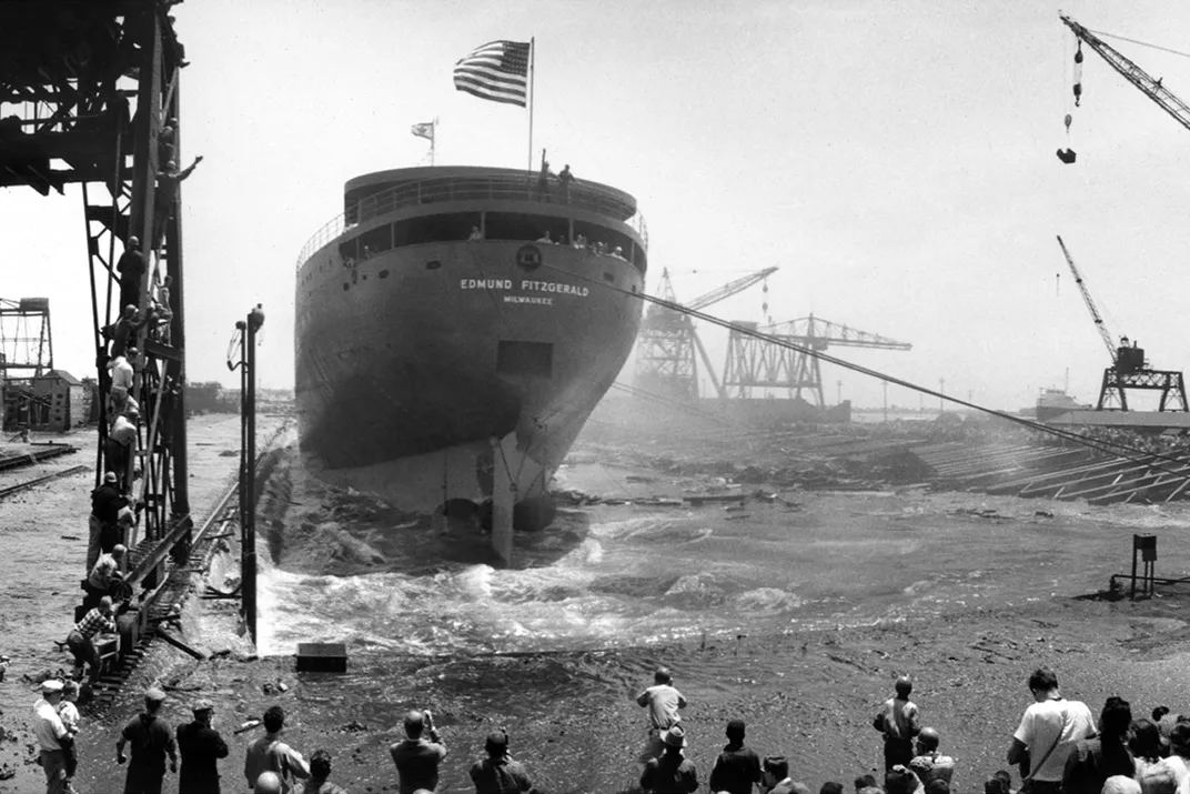 Edmund Fitzgerald with American flag