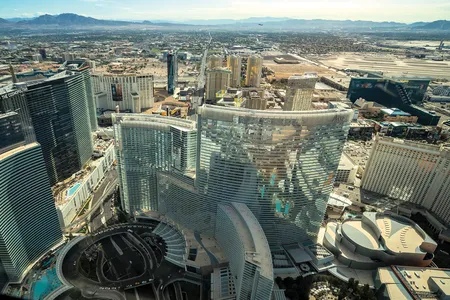 The Aria Resort &amp; Casino, a striking pair of curved buildings on the Las Vegas Strip, bills itself as eco-friendly and water-efficient.