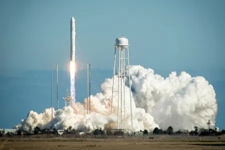 An earlier launch of one of Orbital Science's Antares rockets from Wollops, April 21, 2013.