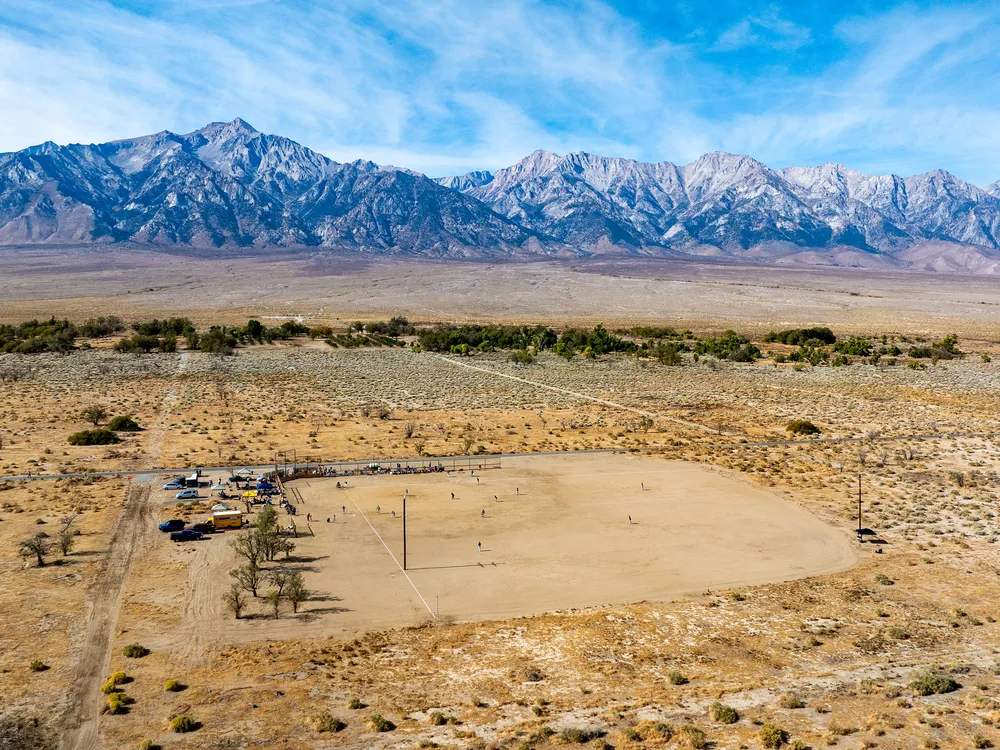 aerial of new baseball field at Manzanar National Historic Site