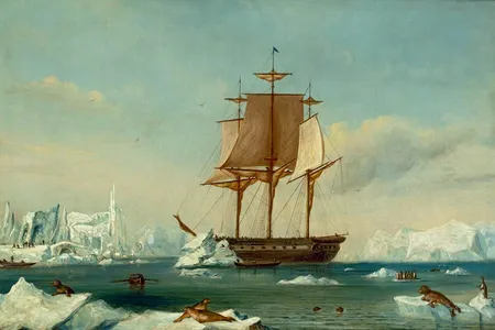 USS Vincennes in Disappointment Bay, Antarctica, during the Wilkes expedition.