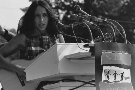 Joan Baez during the Civil Rights March on Washington, D.C. in 1963.