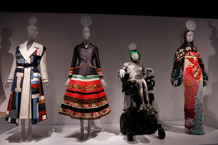 A selection of outfits designed by women on display at the Metropolitan Museum of Art
