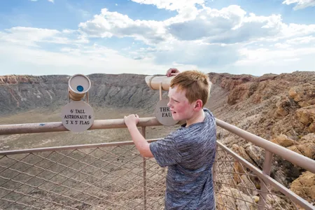 An observation point at Meteor Crater in Arizona