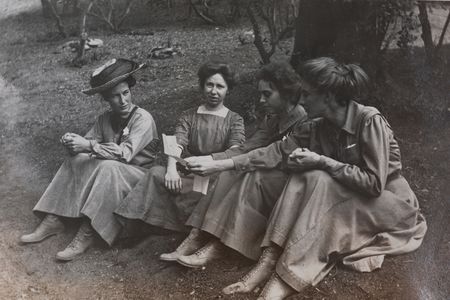 Waterman, far left, takes a break with her fellow computers at Mount Wilson Observatory in California during the 1910 Solar Union conference.