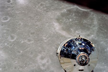 Listening for aliens? The Apollo 10 Command/Service Module as seen from the lunar lander.