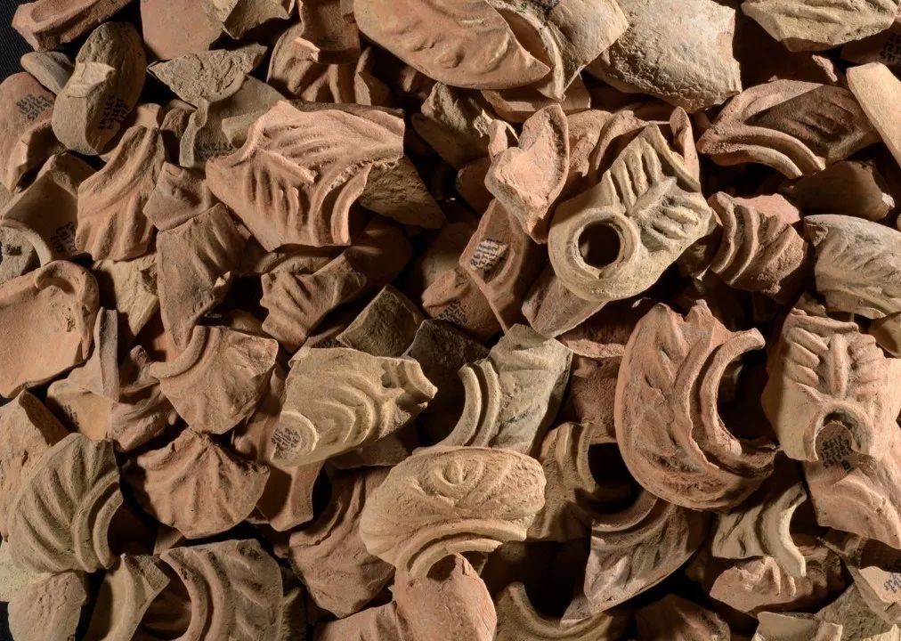 Clay fragments recovered from an archaeological dig in Motza, Israel
