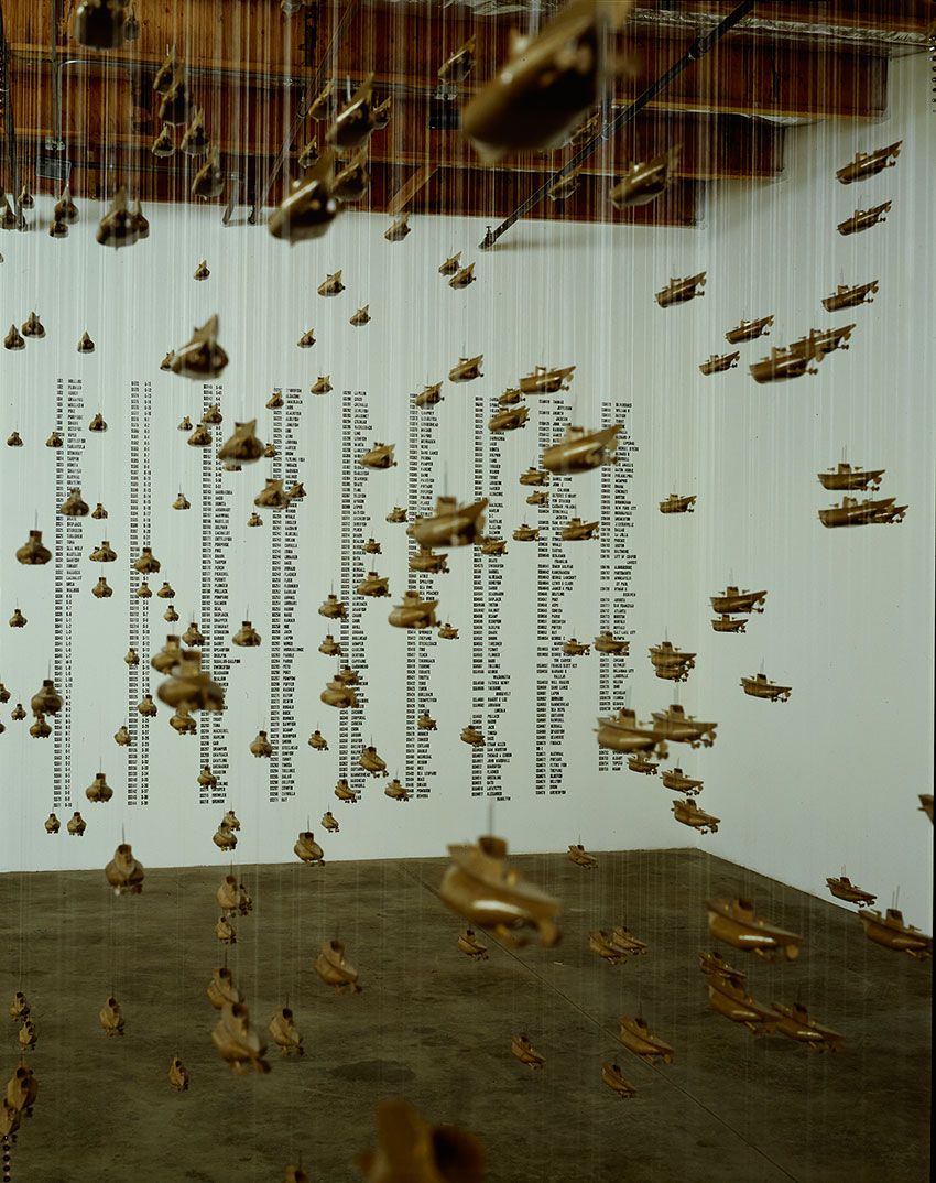 Image of the installation of Chris Burden's All the Submaries of the United States of America