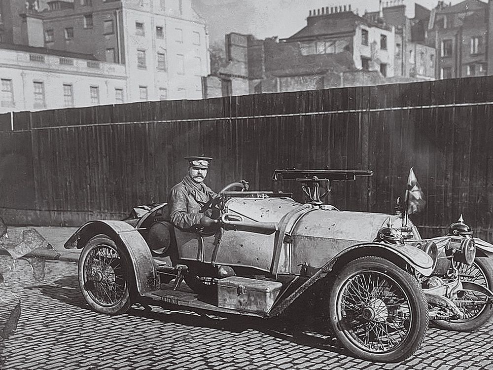 OPENER - Toby Rawlinson in his Hudson roadster after the First Battle of Ypres, November 1914.