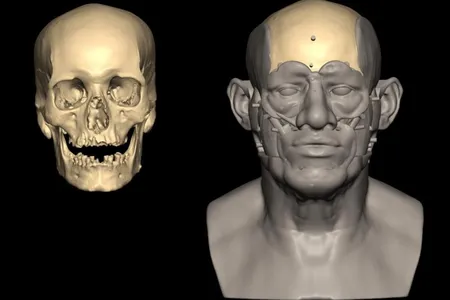 A facial reconstruction using a 3D scan of the skull