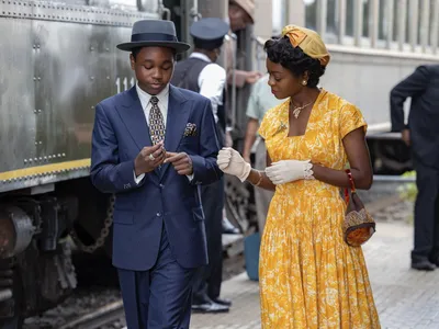 Jalyn Hall (left) as Emmett Till and Danielle Deadwyler (right) as Mamie Till-Mobley in Till, a new movie directed by Chinonye Chukwu