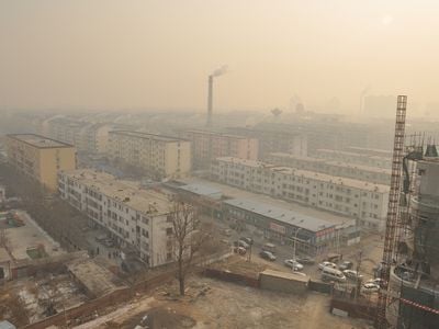 Smog in a Beijing neighborhood