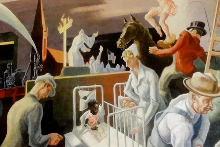 A detail from the controversial panel of Benton’s mural