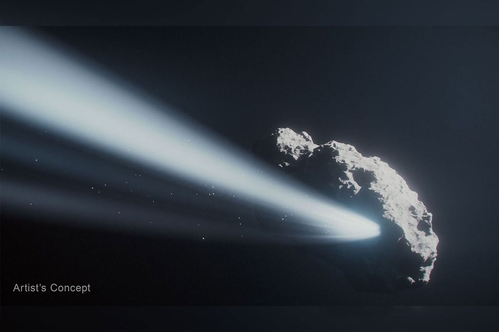 comet with a jet of gas coming out