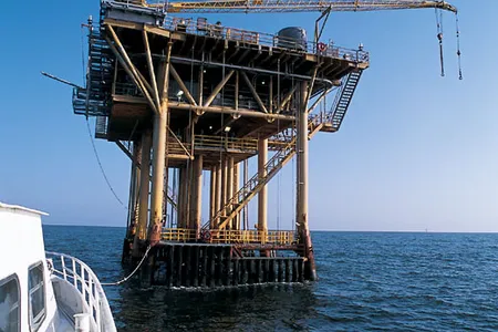 Oil platforms (above, the Spree tied to a Gulf of Mexico rig) serve as artificial reefs, attracting organisms with intriguing properties.