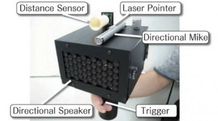 The prototype SpeechJammer gun, created by Japanese researchers.