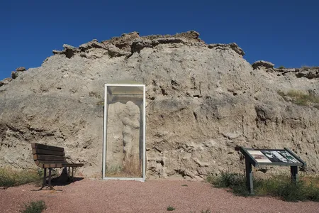 At Agate Fossil Beds National Monument near the town of Harrison, Nebraska, visitors can view in the outcropping a curious spiral-shaped fossil called Daimonelix, also known as Devil's Corkscrew.