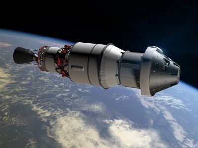 Artist's conception of the Orion spacecraft and Delta upper stage in orbit during the EFT-1 (Exploration Flight Test-1) test scheduled for December 4.
