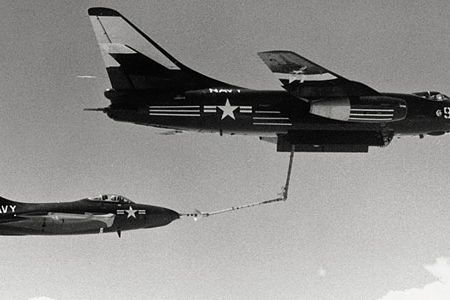 Before hose-and-reel refueling took hold, the Navy tried a system of rigid tubing. This did not end well.