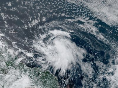 Hurricane Elsa before downgrading to a tropical storm near Barbados