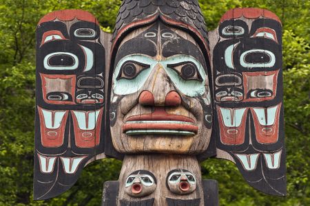 Detail of the Chief Johnson totem pole