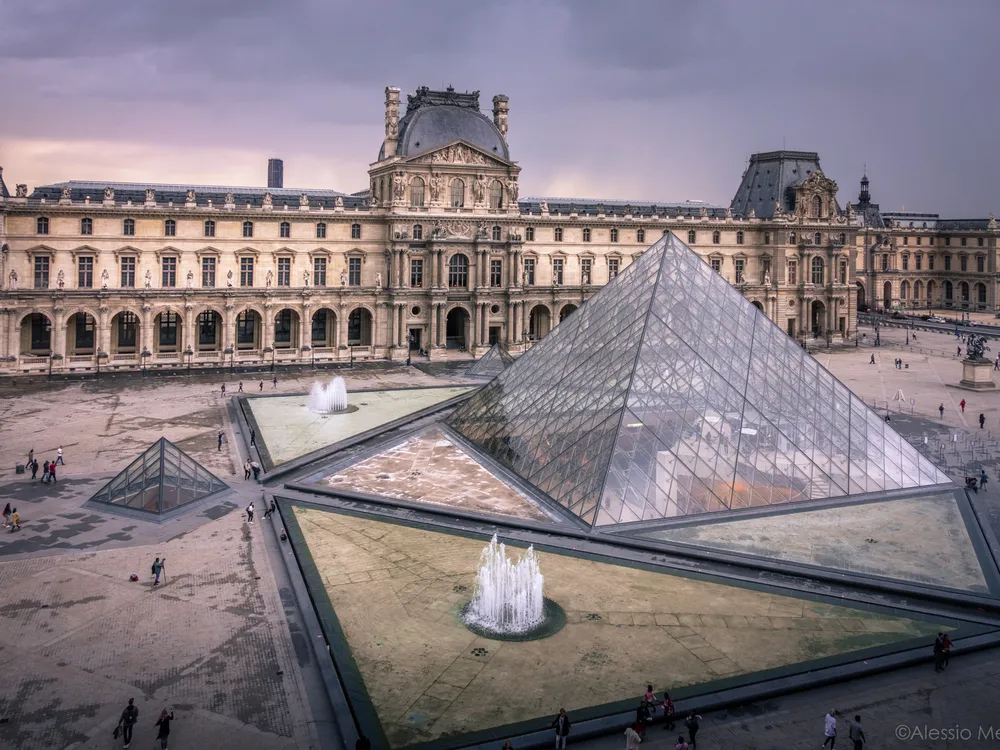 Aerial view of the Louvre Museum