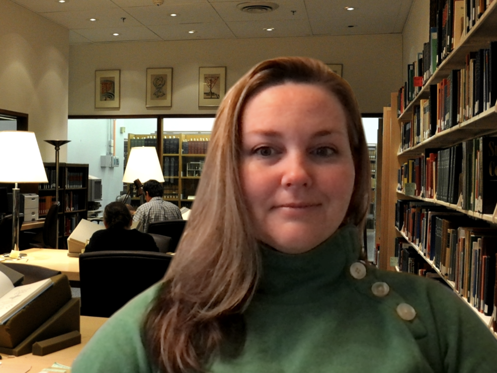 Example of a new meeting background in use, featuring the Dibner Library of the History of Science and Technology. (Smithsonian Libraries and Archives)