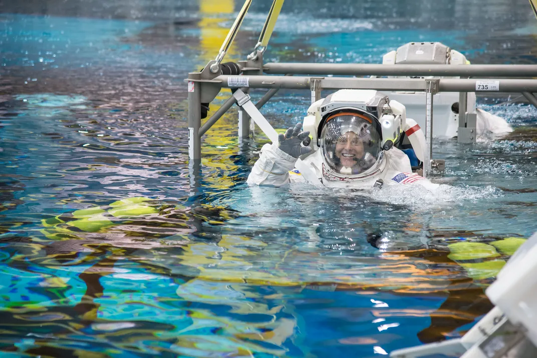 Nicole Mann doing spacewalk training