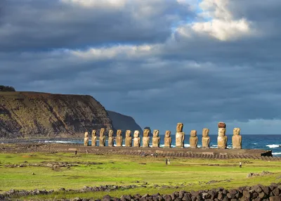 Moai at Ahu Tongariki, the largest ahu site on Easter Island