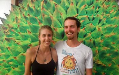 Oregon travelers Lindsay Gasik and Rob Culclasure, shown here in Penang, Malaysia, are currently in Southeast Asia on a nonstop year-long hunt for fresh durians.