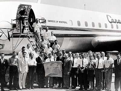 The flight and ground crews for the DC-8 supersonic run included flight test engineer Richard H. Edwards