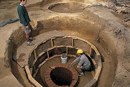 Excavating a 17th-century well.