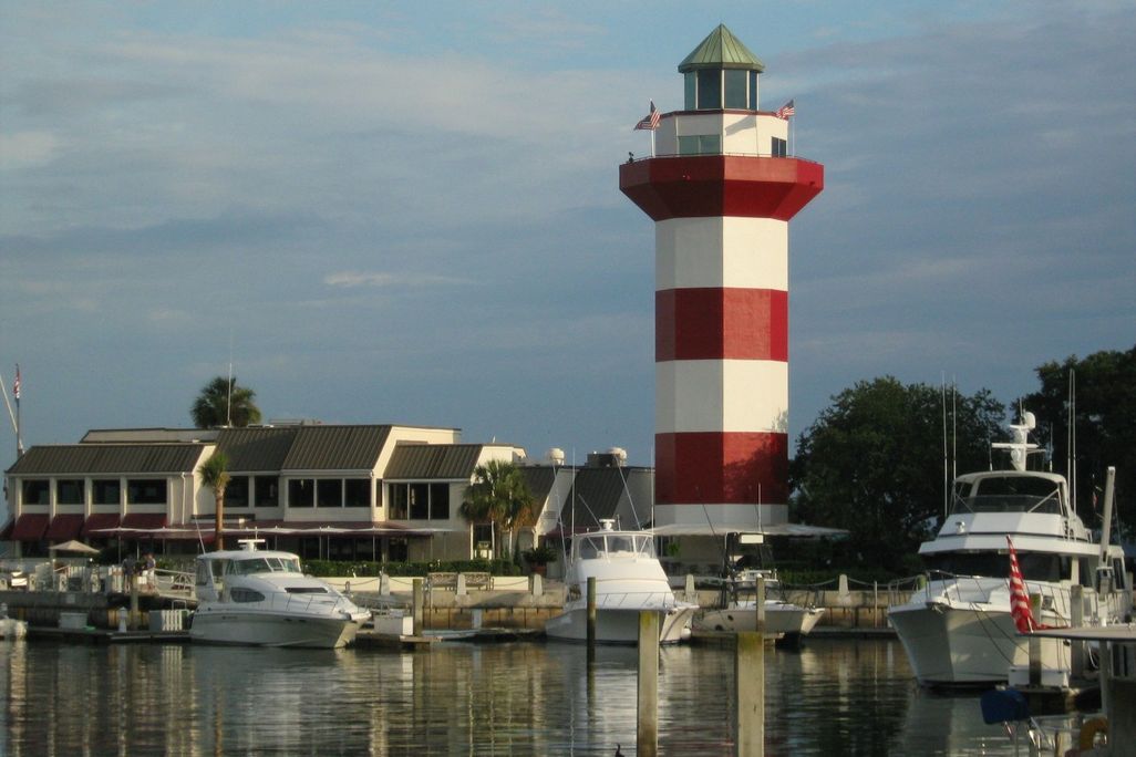 Harbour Town Marina in Sea Pines Resort with the Harbour Town Lighthouse