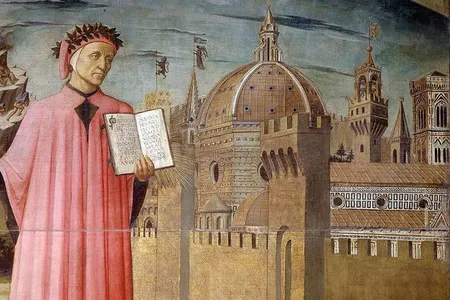 Portrait of Dante Alighieri, Florence and the allegory of the Divine Comedy, 1465, detail.