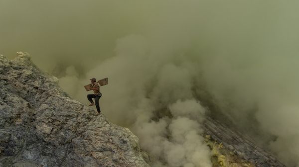 The Long Ascent at Kawah Ijen Volcano thumbnail