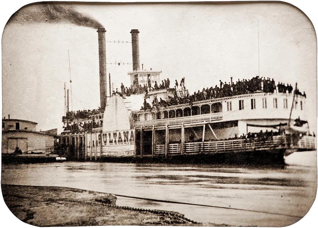The Sultana​​​​​​​, pictured the day before it sank in 1865