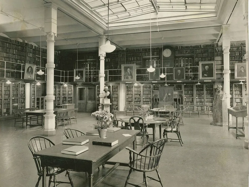 a reading room inside a library