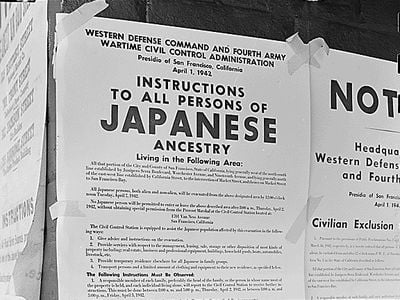 An official notice of exclusion and removal posted on April 1, 1942.