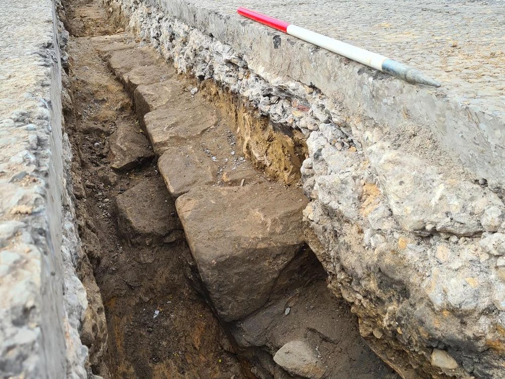 Section of Hadrian's Wall unearthed in Newcastle