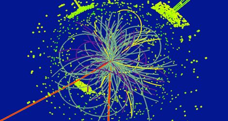 Simulation of a detection of the Higgs boson in the CMS experiment.