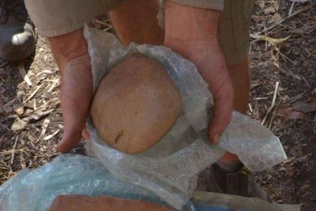 Axe head and grindstone found at Madjedbebe