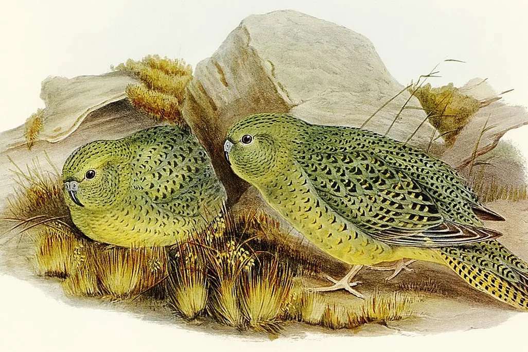 illustration of night parrots