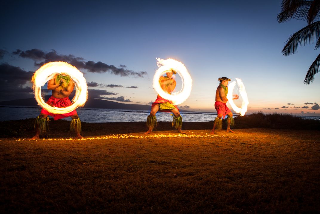 Fire dance performance at a luau