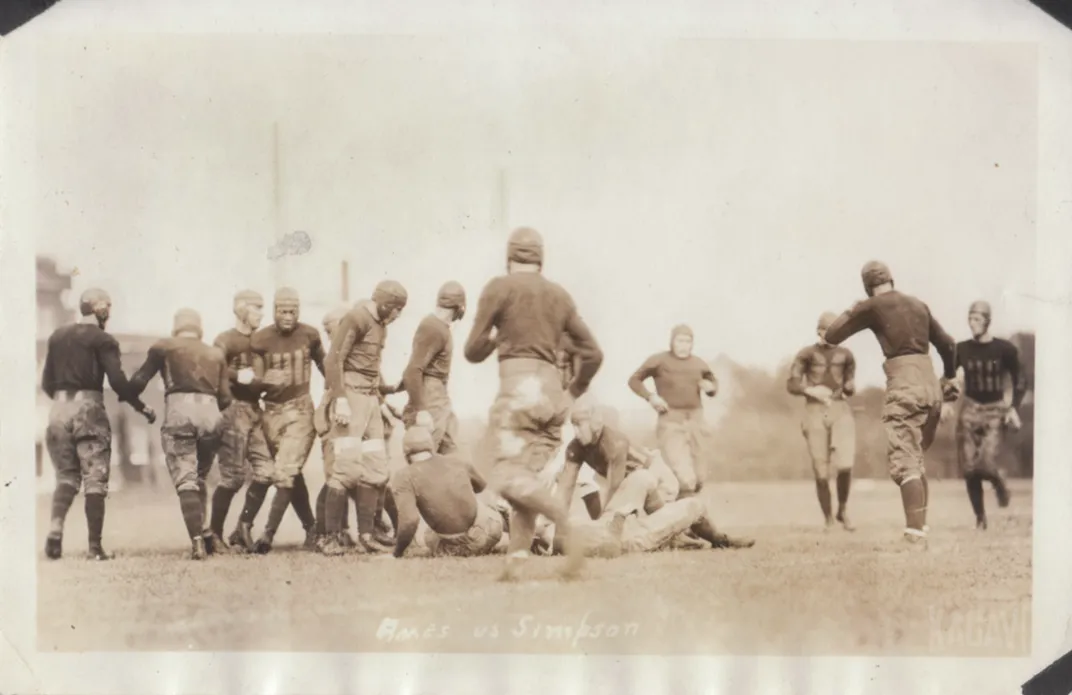 A photo of Trice on the field at the Iowa State-Simpson game