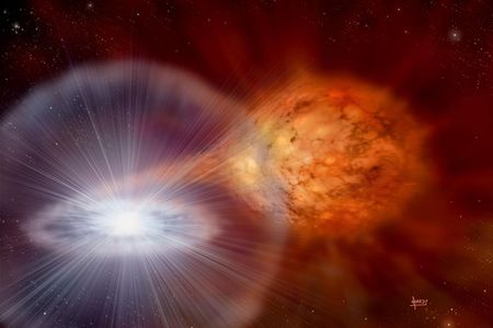 Artist concept of a binary system similar to the one that originated the nova Sagittarii 2015 N.2.