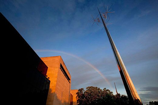 Photographer Eric Long captures a rainbow over the Air and Space Museum.