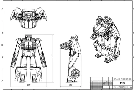 Schematic drawings for the transforming robot